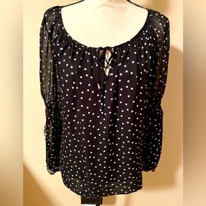 INC International Concepts black with white polka dots blouse